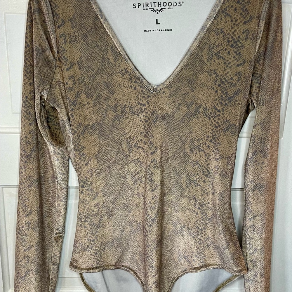 SpiritHoods Gold Snakeprint Fitted Long Sleeve Bodysuit